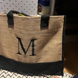 Letter M canvas large tote bag